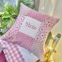Sugar Plum Patchwork Name Cushion, thumbnail 9 of 9