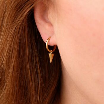 Waterproof Spiked Gold Hoop Earrings, 2 of 4