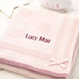 Girls Spot And Bow Pale Pink Baby Blanket And Hat Set, thumbnail 2 of 11