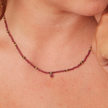 Ruby And 18 K Gold And Silver Beaded Short Necklace, 2 of 12