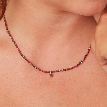 Ruby And 18 K Gold And Silver Beaded Short Necklace, 3 of 12