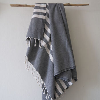 Personalised Cotton Beach Towel And Leather Carrier Strap, 9 of 12