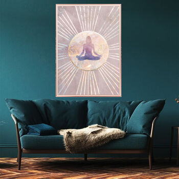 Yoga Pink Sun Rays Boho Wall Art Print, 7 of 8
