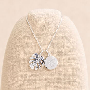 Personalised Sterling Silver Monstera Leaf Pendant Necklace, 5 of 11