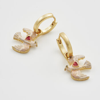 Gold Love Dove Huggie Earrings, 6 of 9
