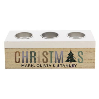 Personalised Christmas Tree Triple Tea Light Box, 4 of 4