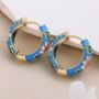 Blue Painted Cloisonné Flower Hoop Earrings, thumbnail 3 of 3