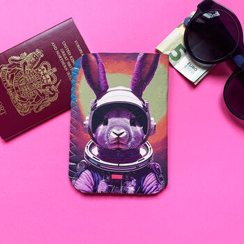 Children's Personalised Space Bunny Passport Holder, 2 of 3