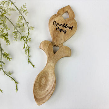 Dyweddïad Hapus Engraved Welsh Engagement Love Spoon, 2 of 2