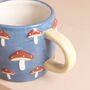 Blue Embossed Toadstool Ceramic Mug, thumbnail 2 of 3