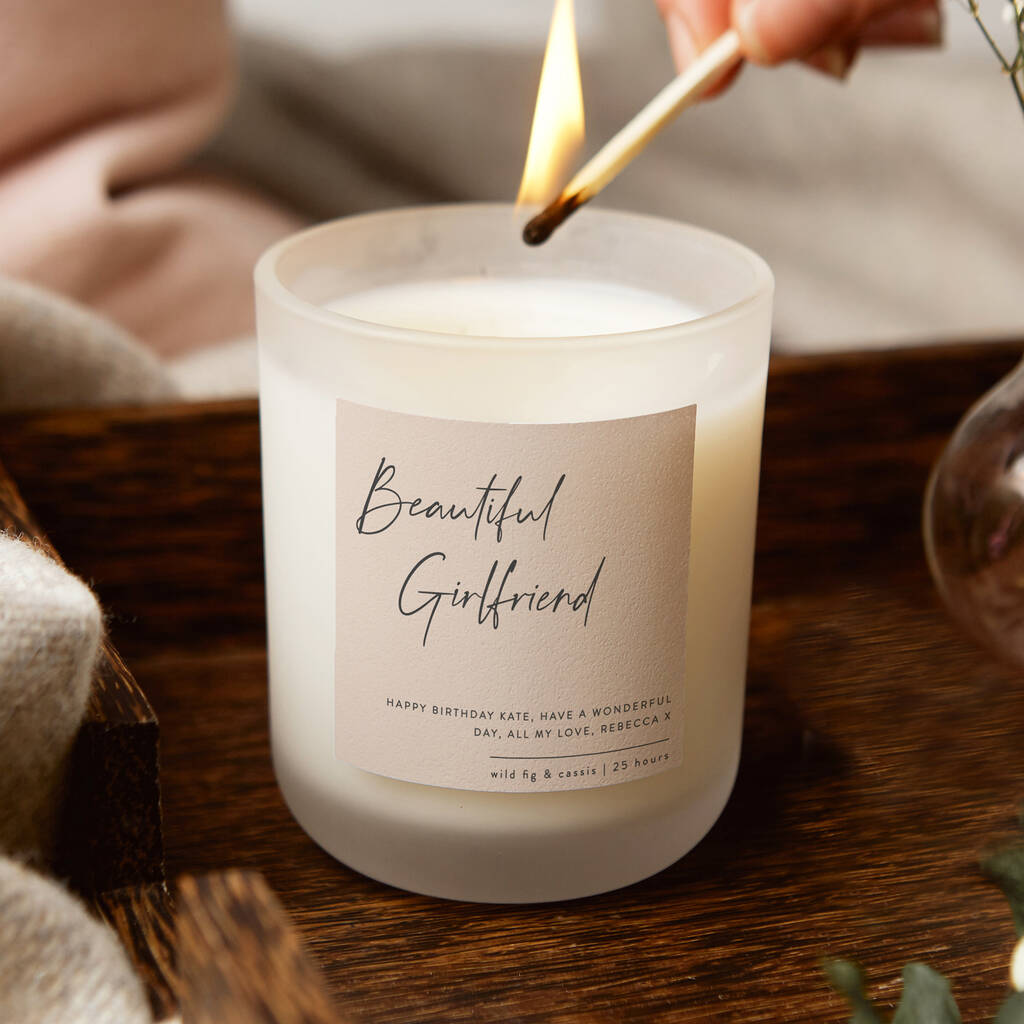 Gift For Girlfriend Muted Script Candle By Kindred Fires