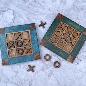 Couples Inititals Customised Noughts And Crosses, Wood Resin Tic Tac Toe, 8 of 11