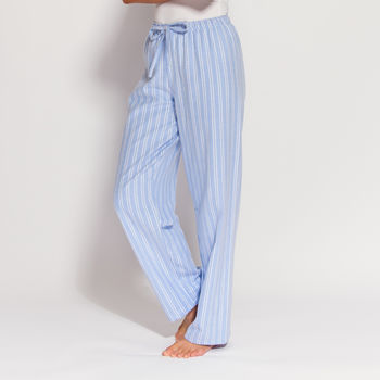Women's Pyjama Trousers Blue And White Striped Flannel, 3 of 4