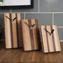Striped Wood Clock For Wall Or Free Standing, thumbnail 1 of 6