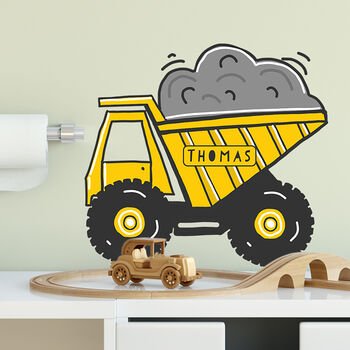 Personalised Set Of Three Diggers Wall Sticker Decor, 3 of 5