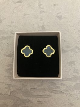 Black Clover Stud Earrings, 2 of 6