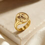 Chunky Floral Engraved Initial Signet Ring, thumbnail 3 of 4