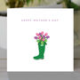 Happy Mother's Day Tulips In Wellie Card, thumbnail 1 of 2