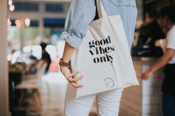 Good Vibes Only Cotton Tote Bag, 3 of 4