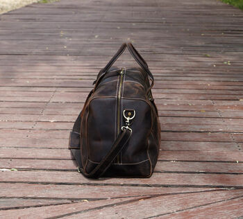 Genuine Leather Holdall Duffel Weekender, 4 of 12