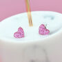 Mini Bubblegum Pink Glitter Love Heart Earrings Studs, thumbnail 1 of 4