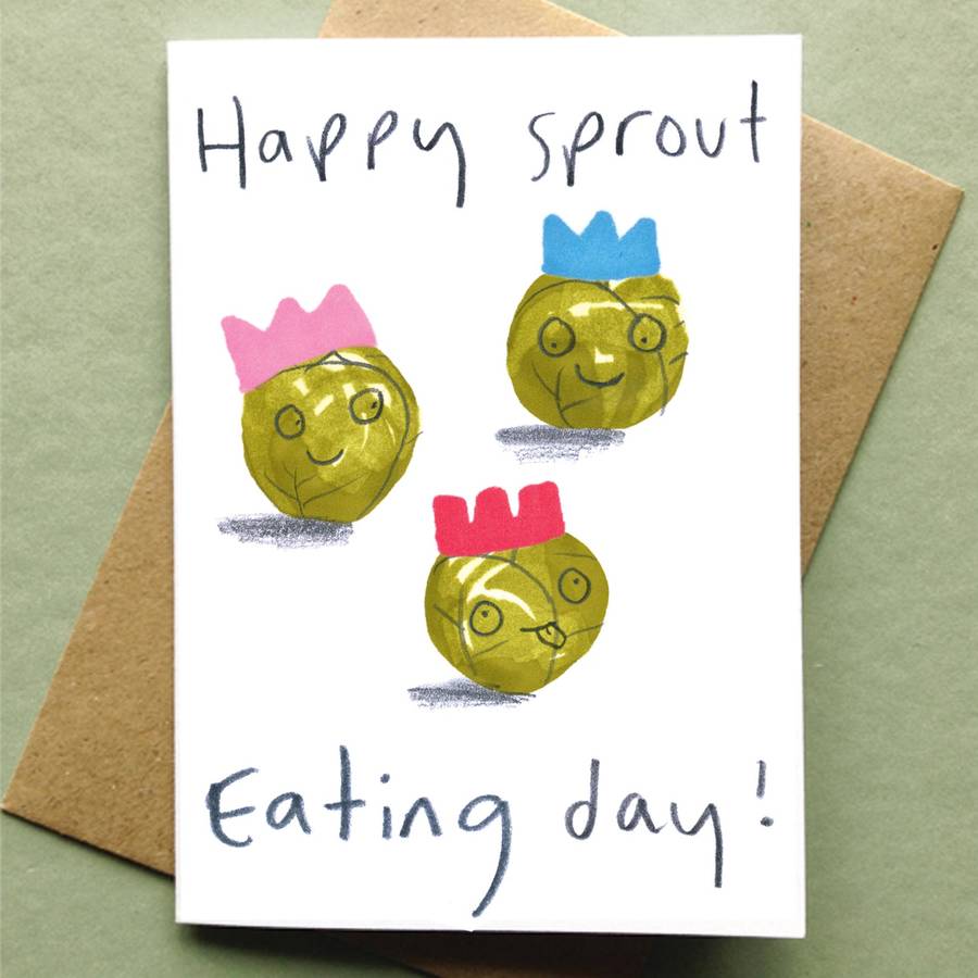 Brussels Sprout Christmas Card Pack Of Six By jo clark design