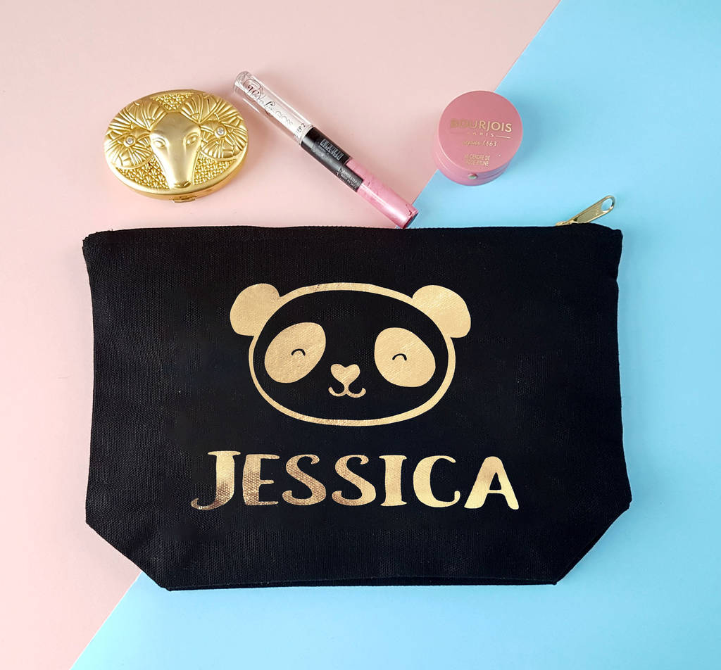personalised panda face makeup bag, black or cream by the best of me