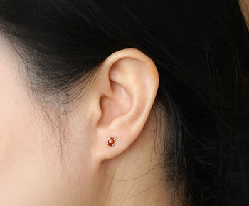 Oval Garnet Stud Earrings In Sterling Silver, 3 of 3