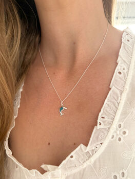 Sterling Silver And Opal Dolphin Necklace, 3 of 6