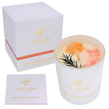 Pink Champagne Crystal Candle Infused With Pink Himalayan Salt Crystal, 4 of 6