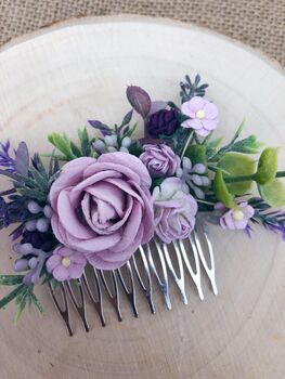 Shades Of Lilac Flower Hair Comb, 3 of 3