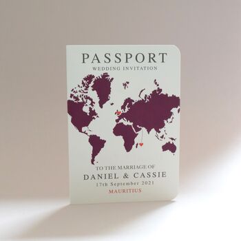 World Map Passport Wedding Invitation, 4 of 12