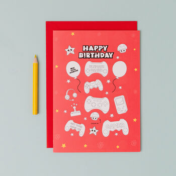 Video Game Birthday Card With Stickers, 3 of 4