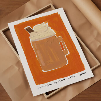 Pumpkin Spiced Latte Hand Painted Art Print, 2 of 6