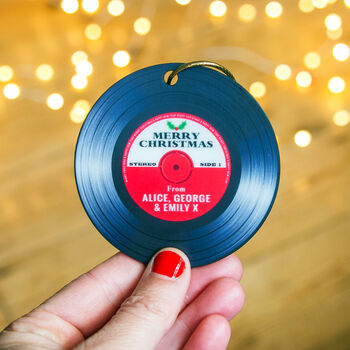 Personalised Vinyl Record Christmas Tree Decoration, 4 of 5