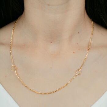 Hollow Two Star Sideways Gold Plated Necklace, 2 of 3