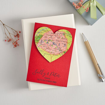 Ruby 40th Wedding Anniversary Map Heart Card, 2 of 5