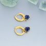 Sterling Silver Sapphire Blue Trillion Cut Cz Hoop Earrings, thumbnail 5 of 12