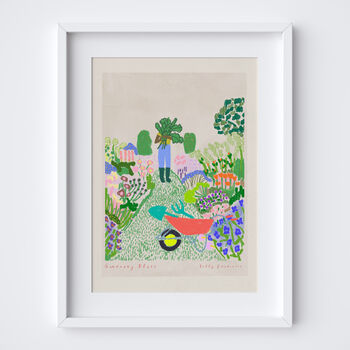 Gardener Art Print Flowers Gardening Scene Poster, 2 of 9