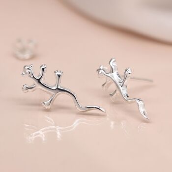 Sterling Silver Gecko Stud Earrings, 2 of 10