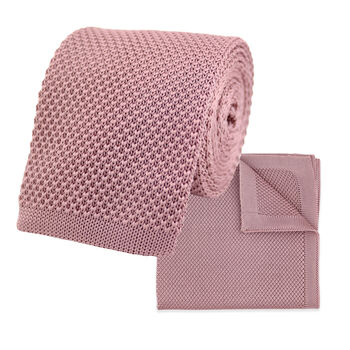 Wedding Handmade Polyester Knitted Tie In Dusty Pink, 7 of 12