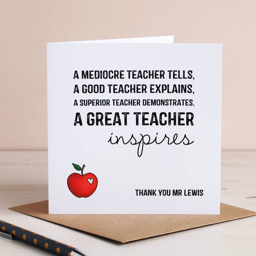 Personalised Inspiring Teacher Card By Cloud 9 Design 