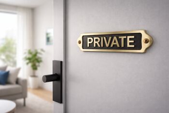 Brass Private Door Sign Plaque With Black Finish, 7 of 9