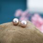 Natural Pink Pearl Stud Earrings In Sterling Silver, thumbnail 5 of 11