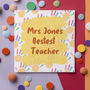 Bestest Teacher Personalised Colourful Handprint Card, thumbnail 1 of 3