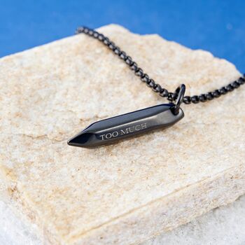 Black Engraved Bar Pendant Chain Necklace For Men And Women, 5 of 9