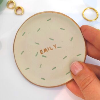 Personalised Handmade Green And Gold Ring Dish, 3 of 12