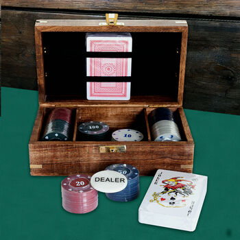 Personalised Luxury Poker Set In Wooden Box, 2 of 4