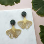 Gingko Leaf Plant Drop Stud Earrings Gold And Silver Plated, thumbnail 1 of 5