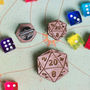 D20 Dice Cufflinks And Pin Badge For Game Playing Geeks, thumbnail 1 of 4